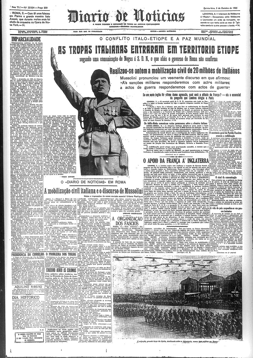 «Diário de Notícias» del 3 ottobre 1935
